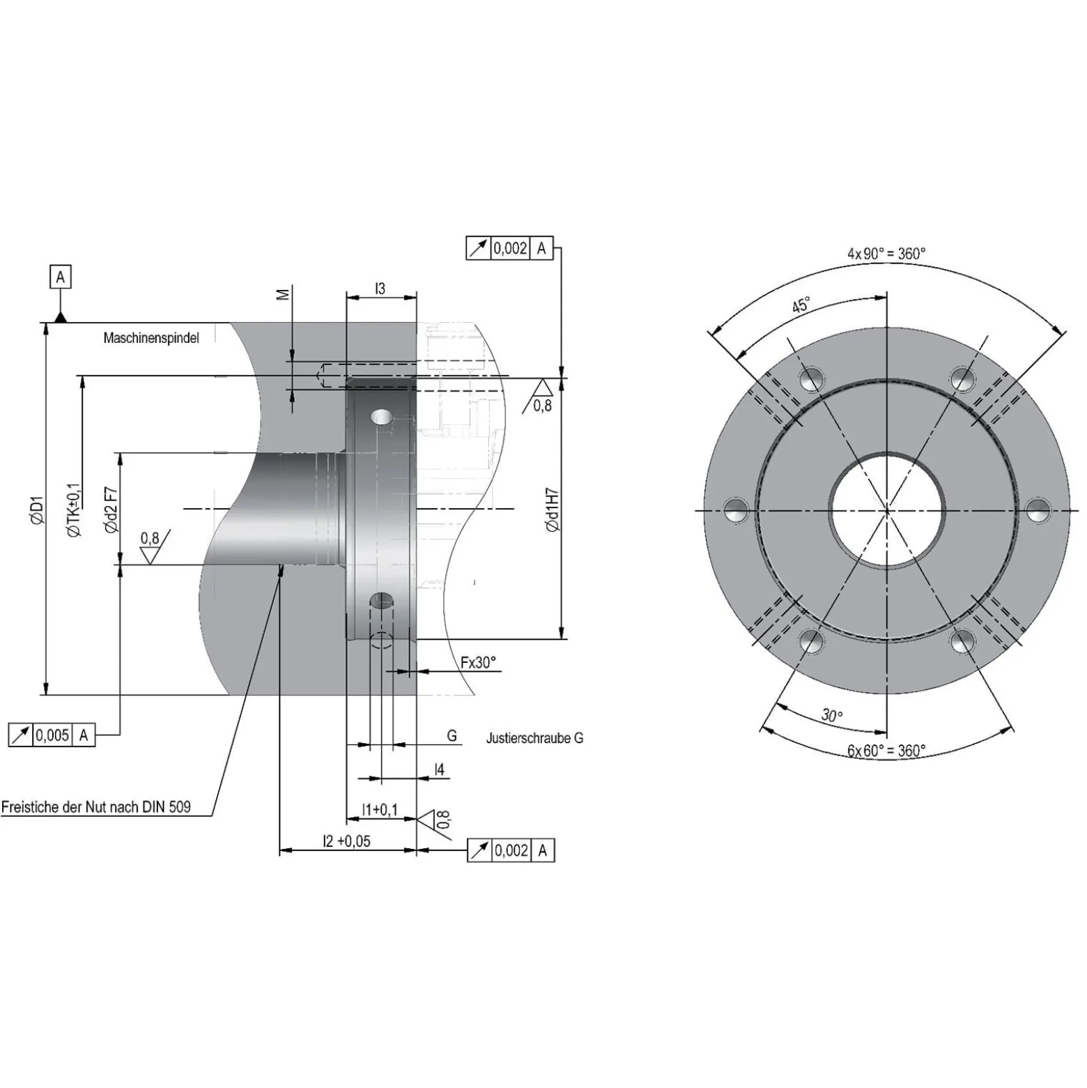 Röhm Anbauflansch mit Einbauspannsatz HSK-C, Nenngröße 50 - 820804