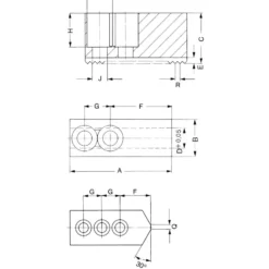 Röhm Aufsatzbacken Größe 110/125/140, 2-Backen-Satz, härtbar Spitzverzahnung 90° - 045794