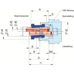 Röhm Automatischer HSK-Spannsatz mit Führungen, A100/B125, für höhere Drehzahlen geeignet - 462324