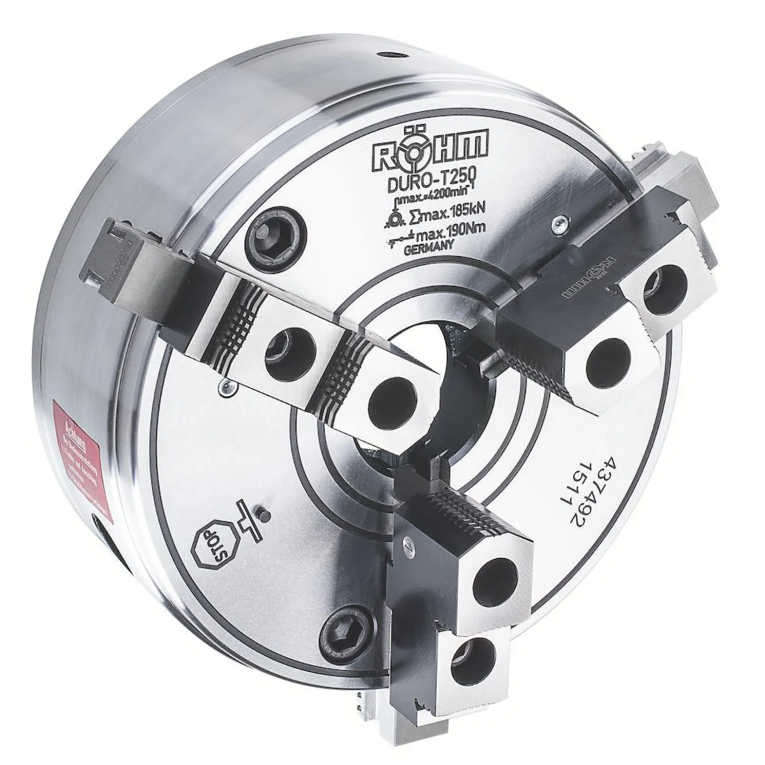 Röhm DURO-T 250, 3-Backen, Zylindrische Zentrieraufnahme, Grund- und Aufsatzbacken - 437492