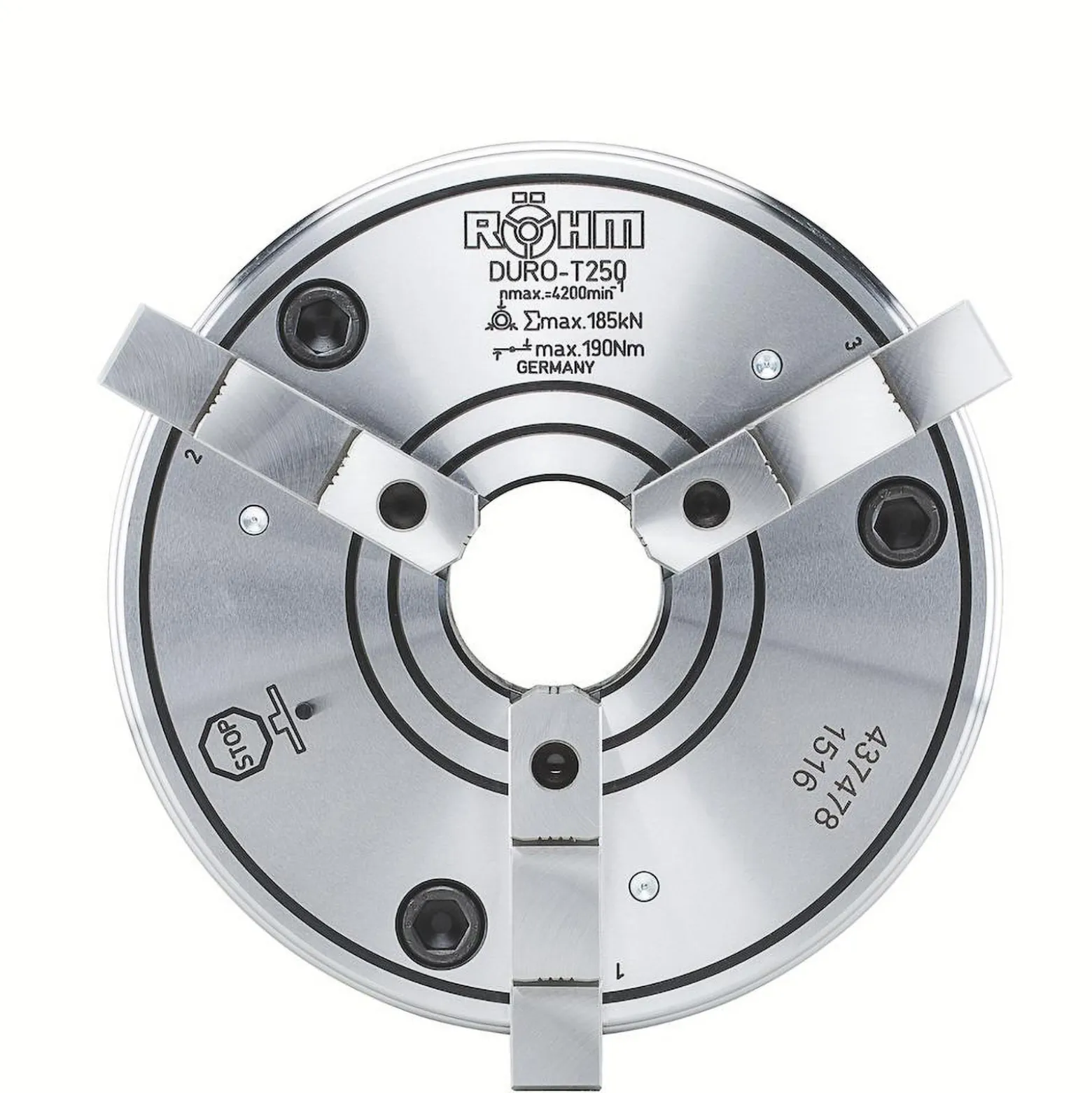 Röhm DURO-T 250, KK 6, ISO 702-3, Stehbolzen und Bundmutter, einteilige Umkehrbacken - 437509