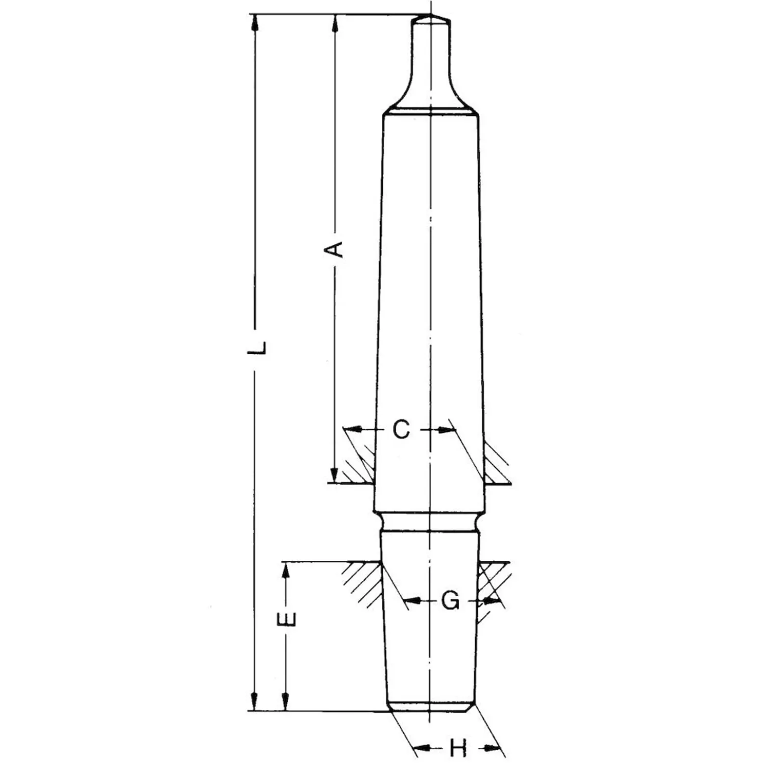 Röhm Kegeldorne mit Bohrfutterkegel DIN 238, MK 1, Aufnahme B12 - 014898