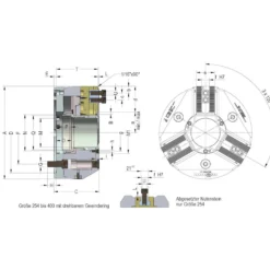 Röhm Kraftspannfutter DURO-A 135 Spitzverzahnung 90° Zylindrische Zentrieraufnahme - ZA 115 - 183701