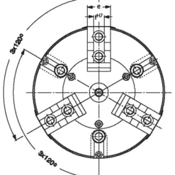 Röhm Kraftspannfutter KFD 110, 3-Backen, mit Kreuzversatz, Zylindrische Zentrieraufnahme - 004266