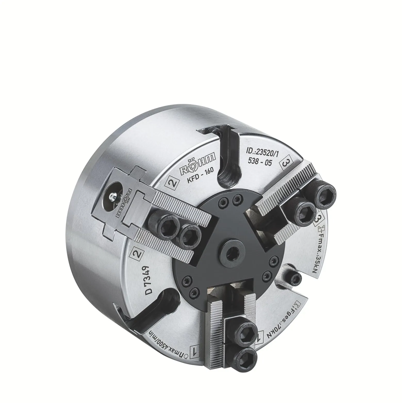 Röhm Kraftspannfutter KFD 110, 3-Backen, Standardausführung, Zylindrische Zentrieraufnahme - 004250