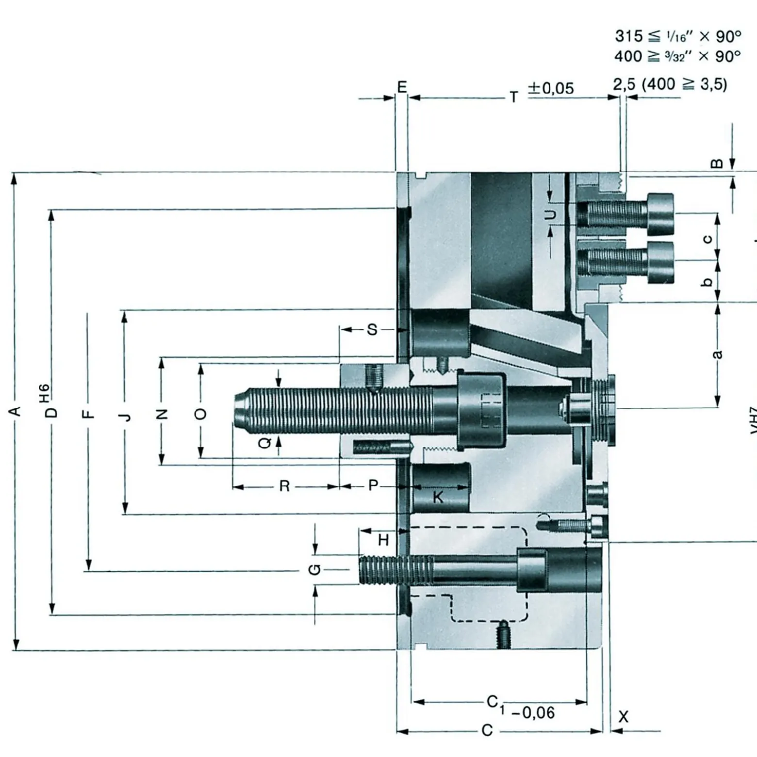 Röhm Kraftspannfutter KFD 110, 3-Backen, Standardausführung, Zylindrische Zentrieraufnahme - 004250