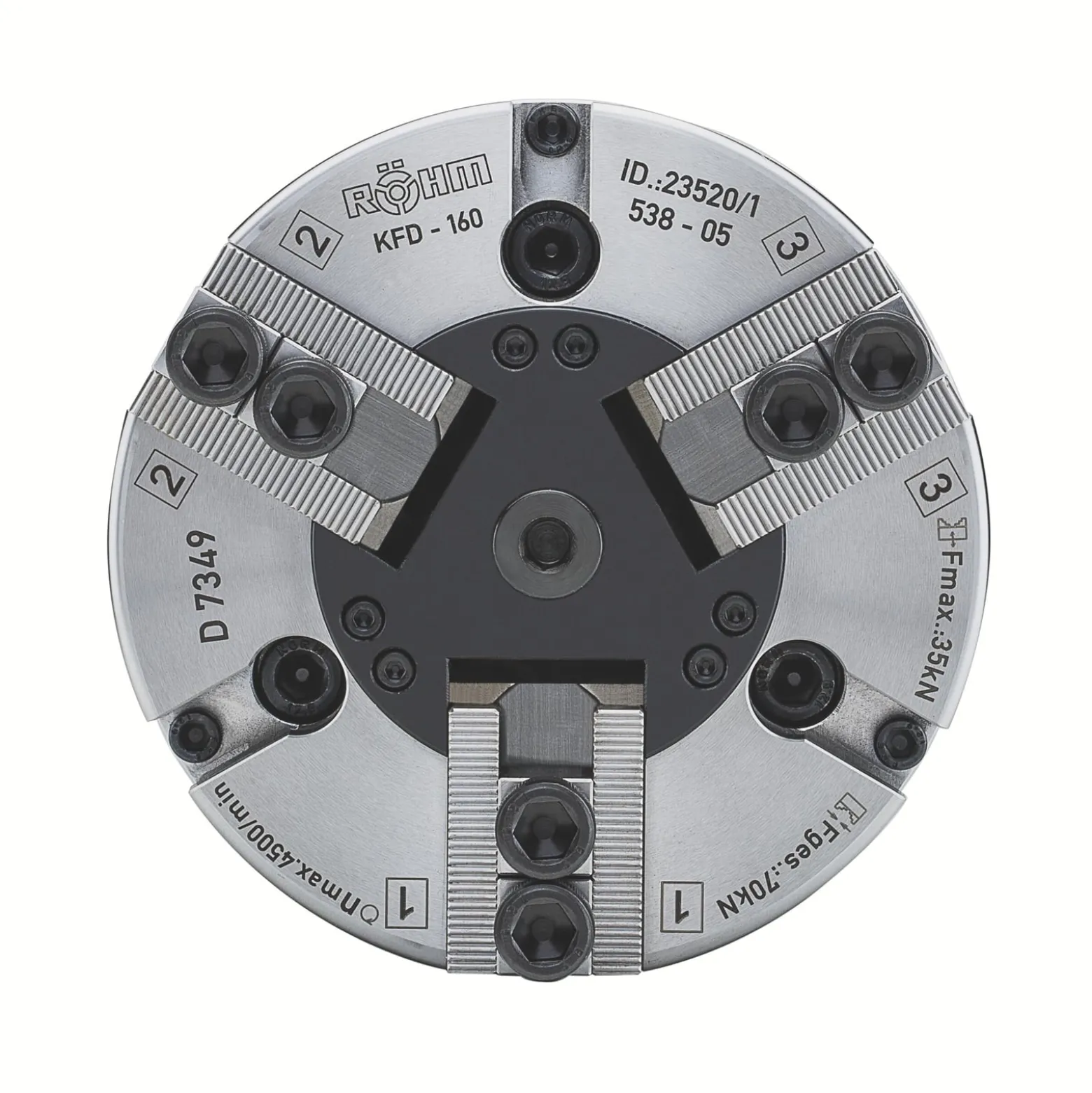Röhm Kraftspannfutter KFD 110, 3-Backen, Standardausführung, Zylindrische Zentrieraufnahme - 004250