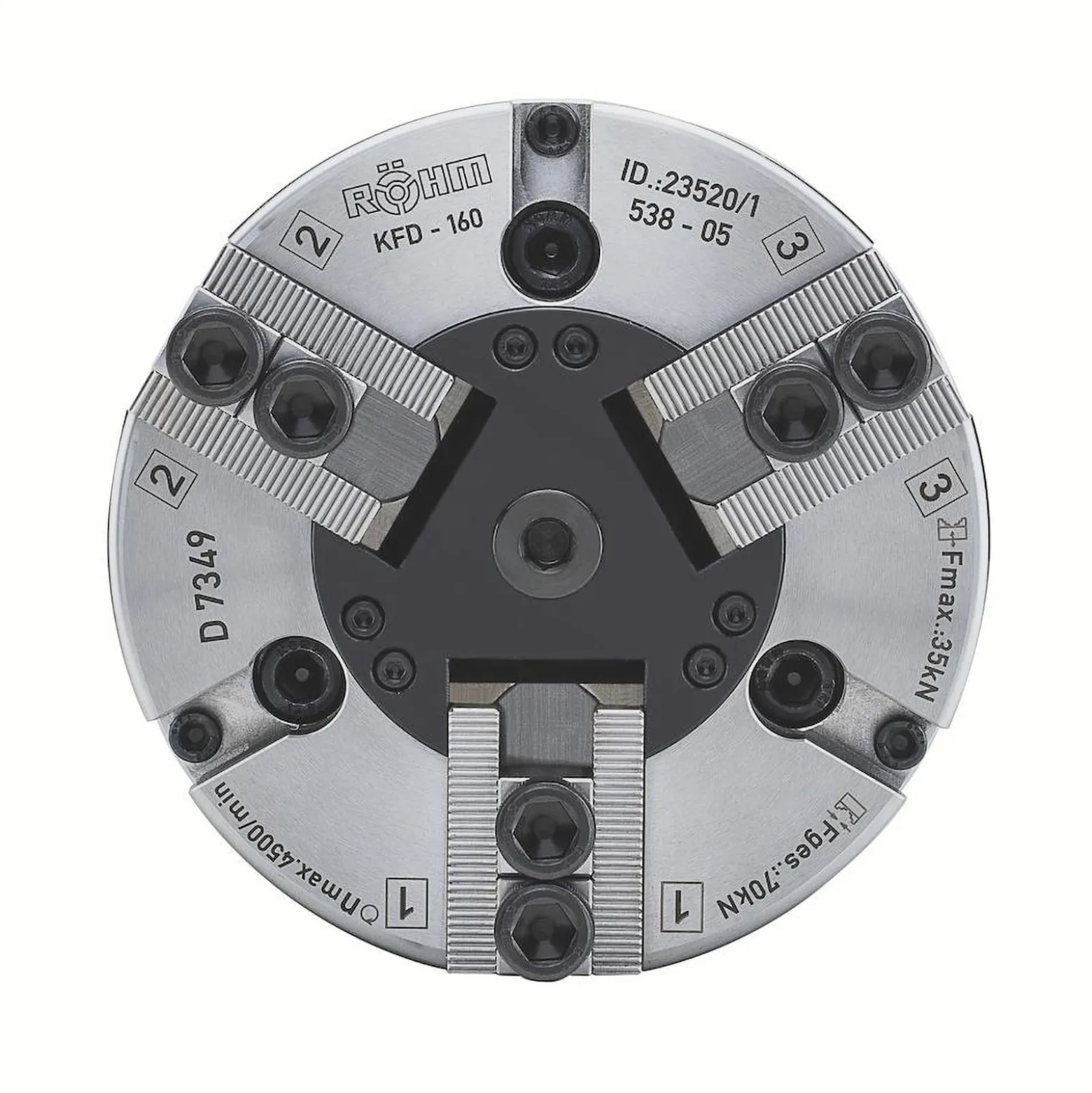 Röhm Kraftspannfutter KFD 110, 3-Backen, Standardausführung, Zylindrische Zentrieraufnahme - 004250