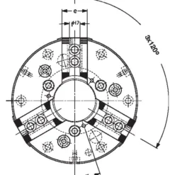 Röhm Kraftspannfutter KFD-HS 160, 3-Backen, Spitzverzahnung 90°, ISO 702-I - 142478