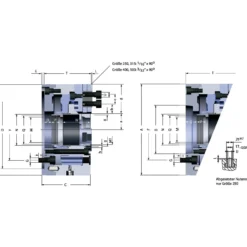 Röhm Kraftspannfutter KFD-HS 175, 3-Backen, Spitzverzahnung 90°, ISO 702-I - 143893