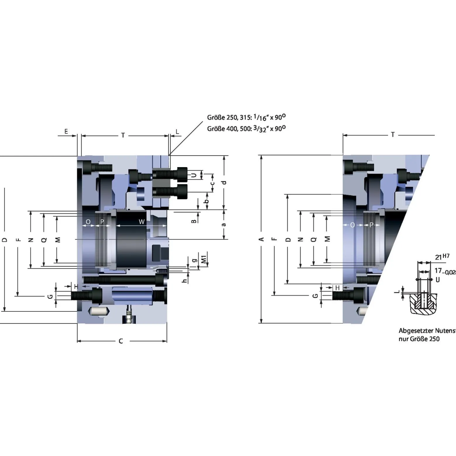 Röhm Kraftspannfutter KFD-HS 175, 3-Backen, Spitzverzahnung 90°, ISO 702-I - 143893