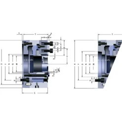 Röhm Kraftspannfutter KFD-HS 110, 3-Backen, Kreuzversatz, Zylindrische Zentrieraufnahme - 149846