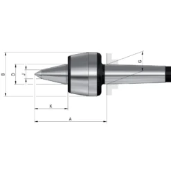 Röhm Mitlaufende Zentrierspitzen 60°, MK1, Größe 101, mit verlängerter Laufspitze - 058668