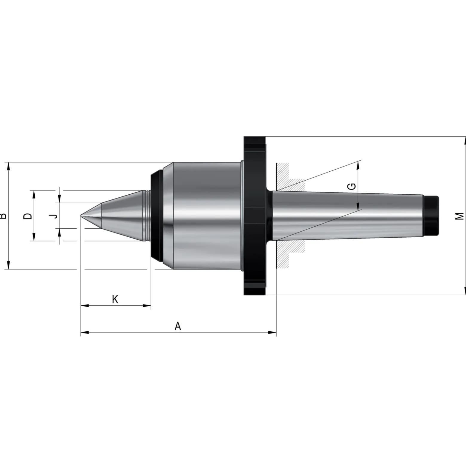 Röhm Mitlaufende Zentrierspitzen 60°, MK4, Größe 484, mit Abdrückmutter - 304521