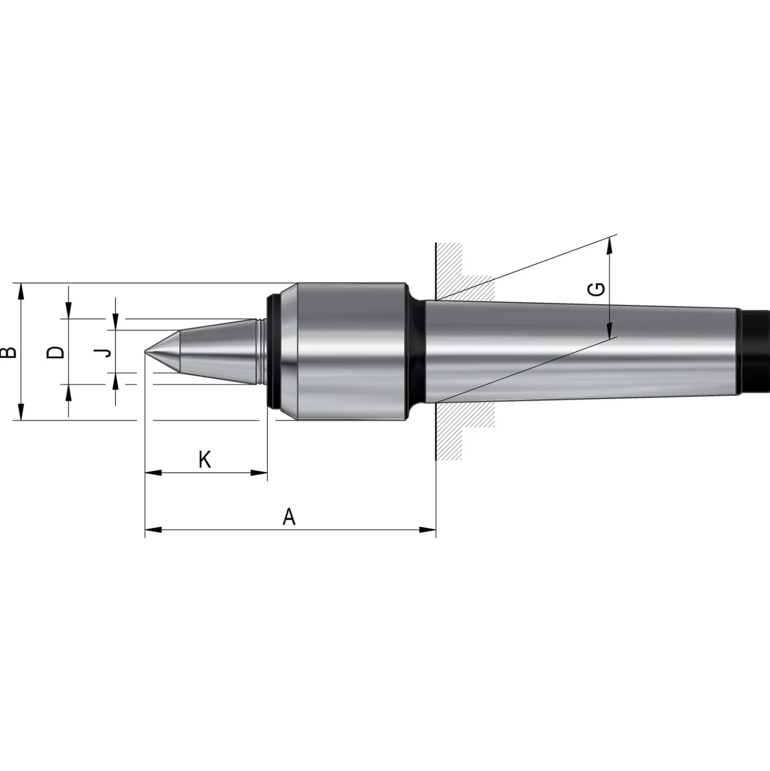 Röhm Zentrierspitze Slim MK4 mitlaufend mit verlängerter Laufspitze - 362082