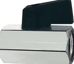 Riegler Mini-Kugelhahn glatte Oberfläche Messing vernickelt G 1/4 IG DN 8 - 103340