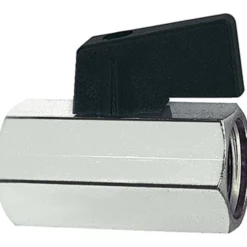 Riegler Mini-Kugelhahn glatte Oberfläche Messing vernickelt G 1/4 IG DN 8 - 103340