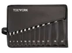 Ringmaulschlüsselsatz 12-tlg.SW 6-22mm Form A CV-Stahl in Rolltasche TECWERK