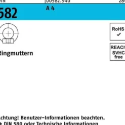 Ringmutter DIN 582 M 12 A 4 Ohne Oberflächenangabe 10 Stück