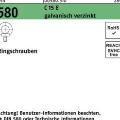 Ringschraube DIN 580 M12 C 15 E galv.verz. 10 Stück
