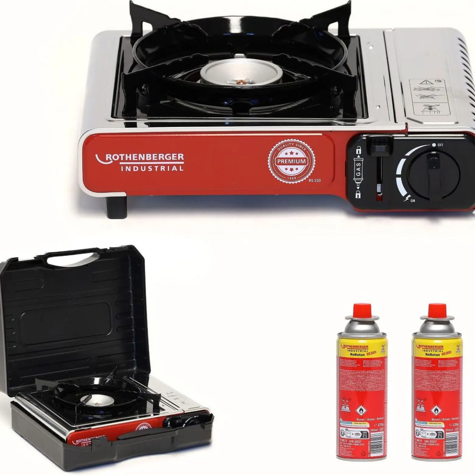 ROTHENBERGER Industrial Campingkocher 2,2 kW Premium RS 220 inkl. 2x RoButan 220 gr. - 1500004232