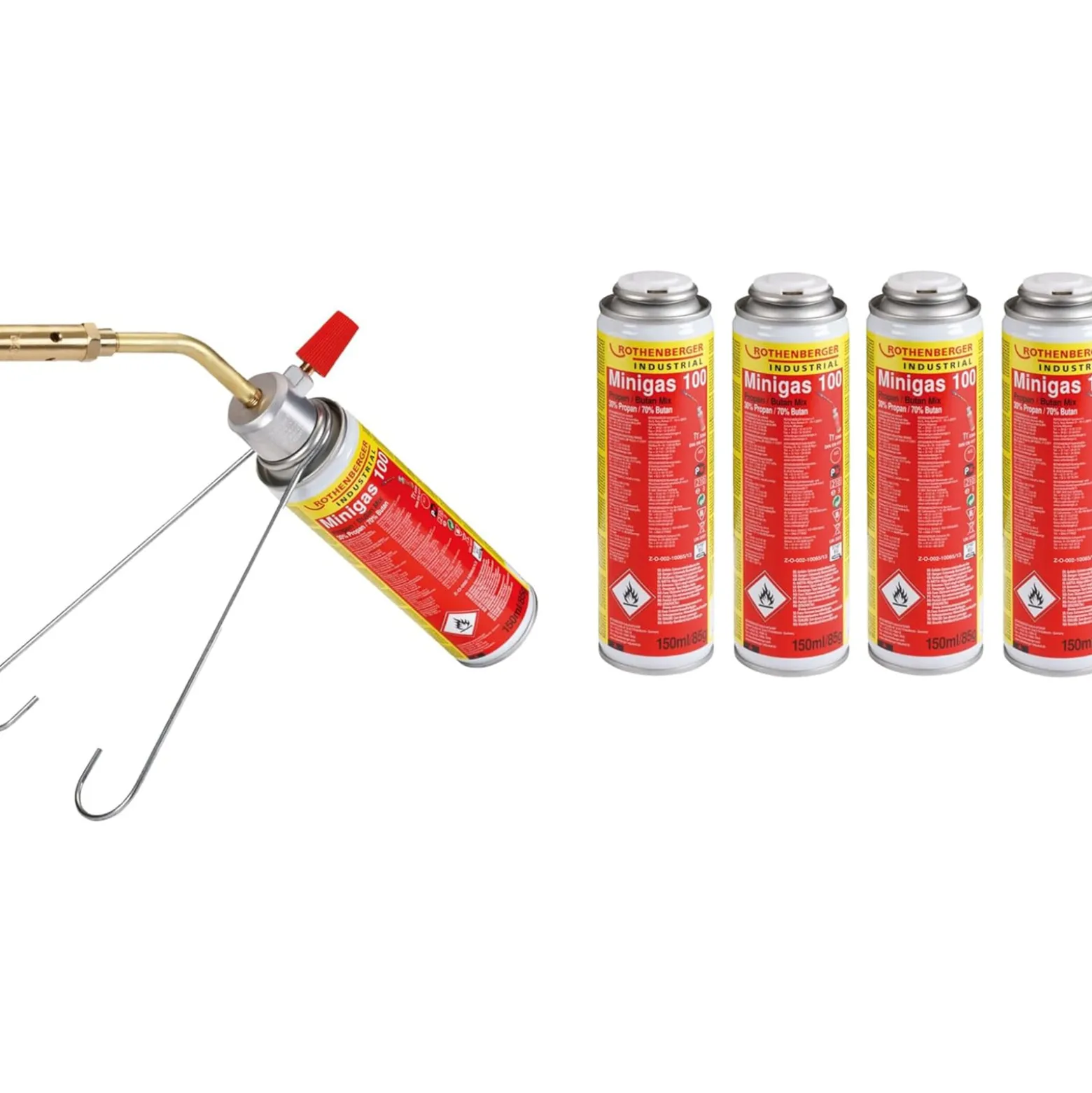 ROTHENBERGER Industrial 1x RoFire Mini SET 650°C + 4x Minigas 100 150ml - 1500005213
