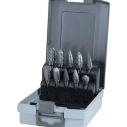 RUKO Hartmetall-Frässtifte-Satz Kreuzverzahnung HM 10tlg. Ø 10 / 12 mm in Kunststoffkassette - 116003RO