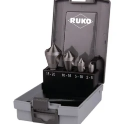 RUKO Kegel- und Entgratsenker-Satz mit Querloch 4tlg. HSSE-Co 5 in Kunststoffkassette - 102312ERO