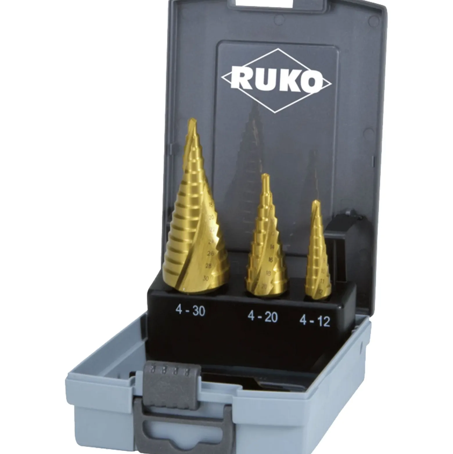 RUKO Stufenbohrersatz HSSTiN Terrax Gerade Nut in Rose Box - A101126TRO