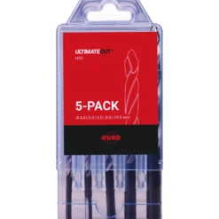 RUKO ULTIMATECUT Spiralbohrer-Satz DIN 338 Typ FLOWSTEP® HSS - 5-tlg. in Kunststoffbox - 259205RO