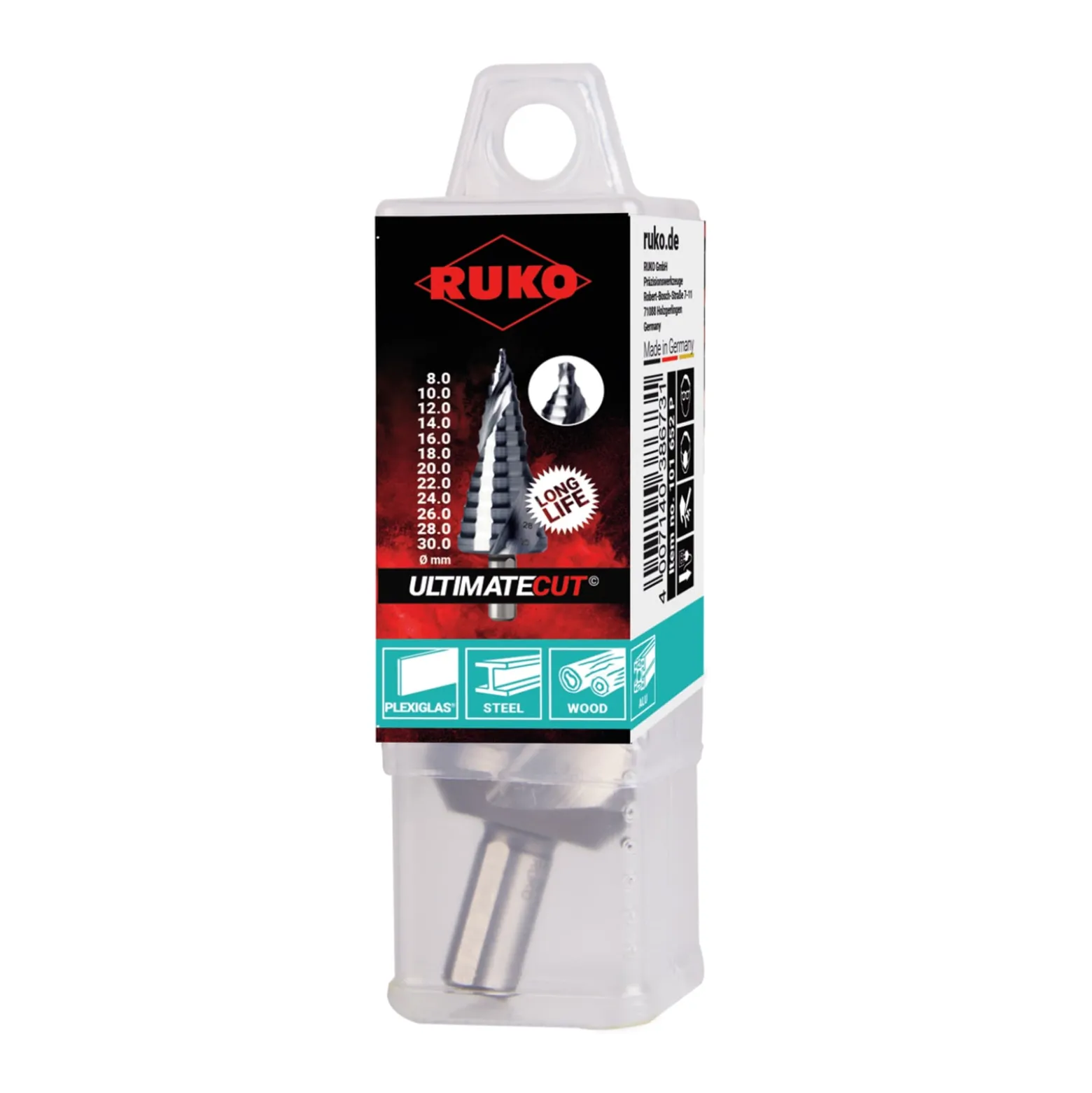 RUKO ULTIMATECUT Stufenbohrer HSS-Co 5 RUnaTEC mit FLOWSTEP® Spitze Gr. 1 - 101651EP