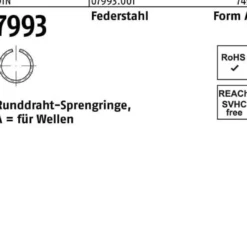 Runddrahtsprengring DIN 7993 f.Wellen A 8 Federstahl 500 Stück