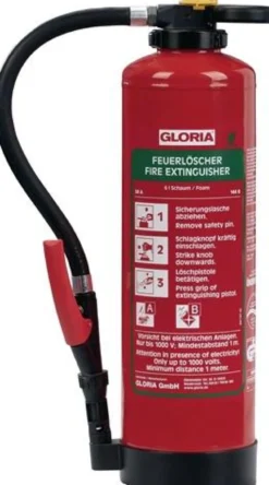 Schaumfeuerlöscher 6l Aufladegerät Brandkl.34 A 144 B m.Wandh.GLORIA