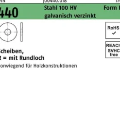 Scheibe DIN 440 R 17,5x 56x5 Stahl 100 HV galv.verz. 50St.