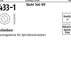 Scheibe DIN 433-1 5,3x 9x1 Stahl 140 HV 500 Stück
