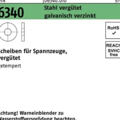 Scheibe DIN 6340 21x 50x 6 Stahl vergütet galv.verz. 25 Stück