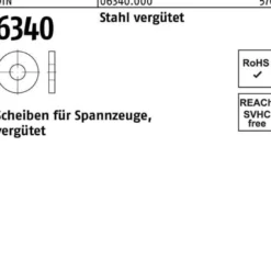 Scheibe DIN 6340 15x 40x 5 Stahl vergütet 100 Stück