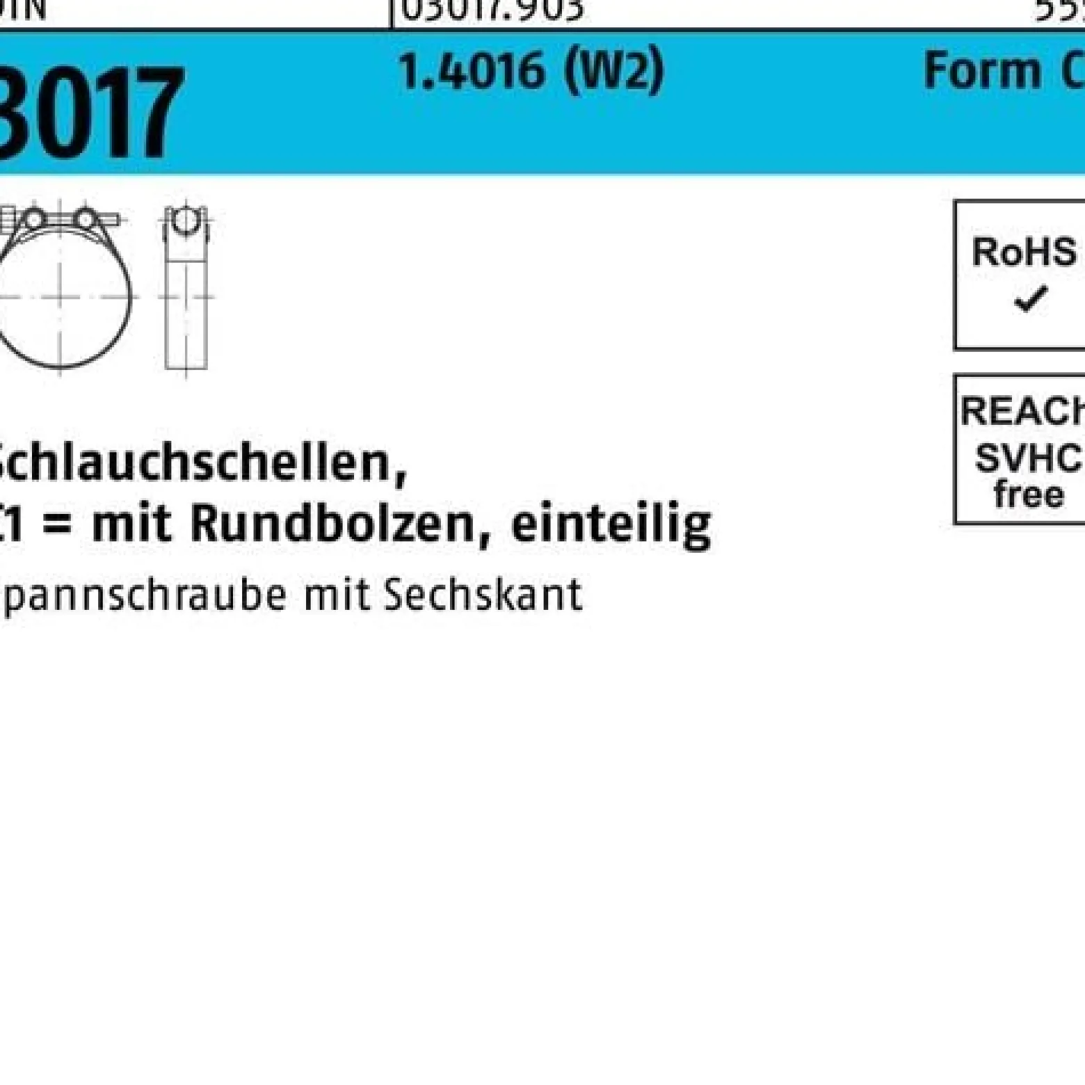 Schlauchschelle DIN 3017 W2 FormC1 91- 97/25 1.4016 Schraube galv.verz. 25St.