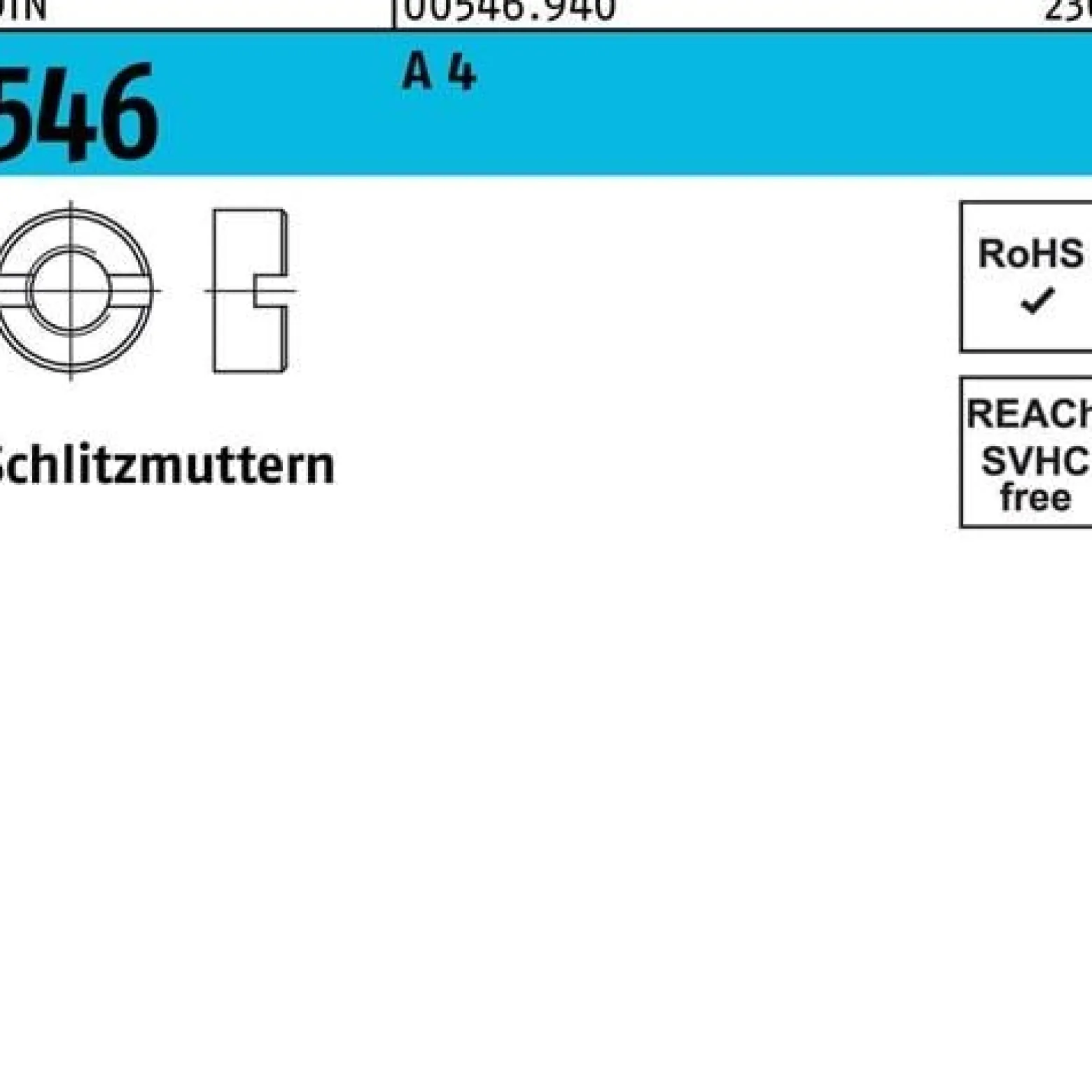 Schlitzmutter DIN 546 M8 A 4 50 Stück