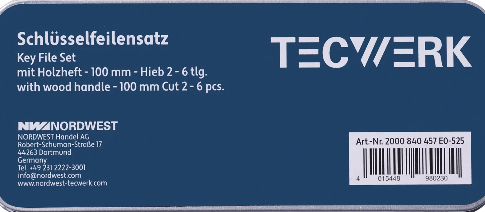 Schlüsselfeilensatz DIN 7283 A-F L.100mm Hieb 2 TECWERK