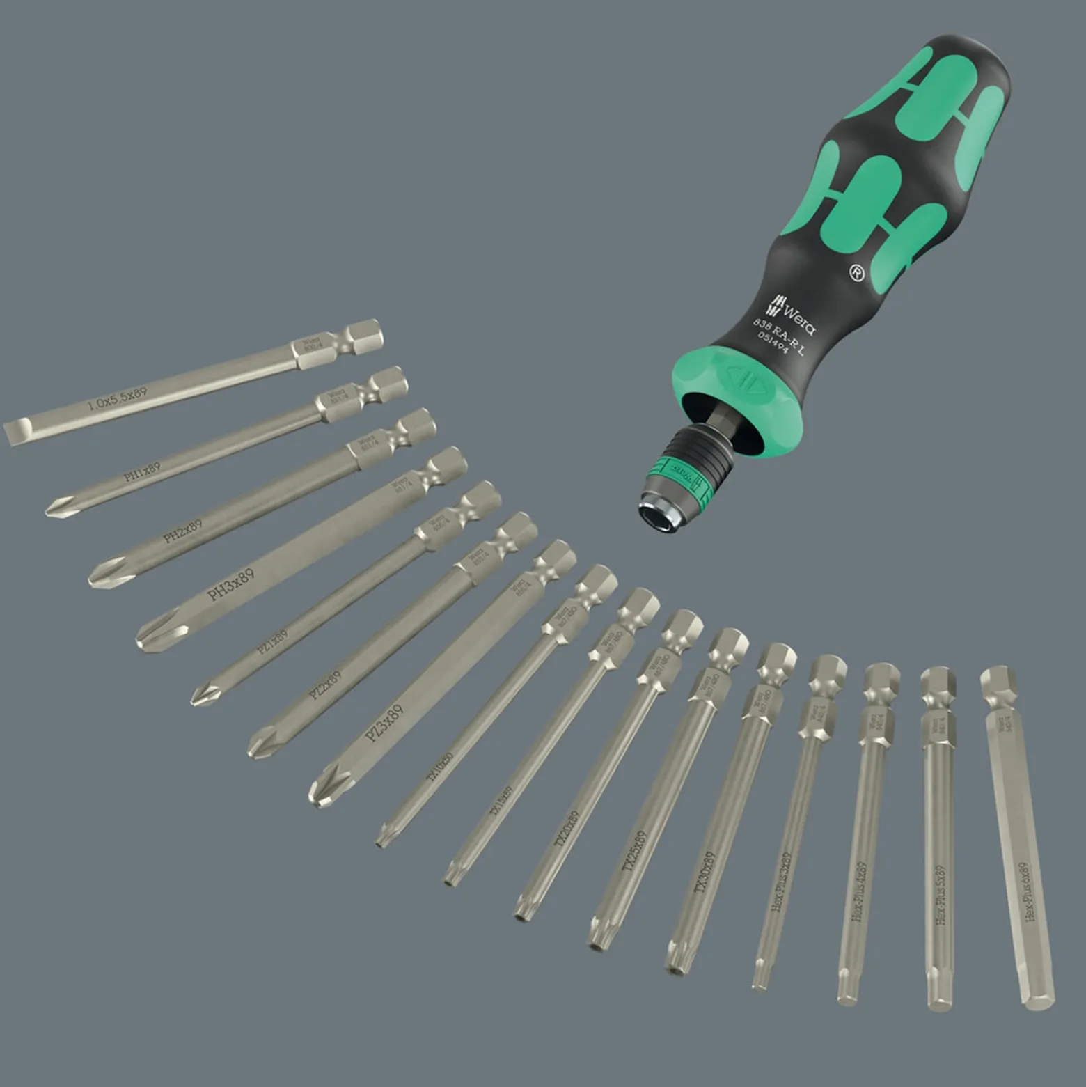 Schraubendrehersatz Kraftform Kompakt 60 RA-R 1 17-tlg.m.Wechselkl.WERA