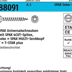 Schraube R 88091 SEKO T-STAR 4x 50/45-T20 A 2 200 Stück SPAX