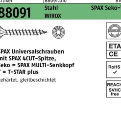 Schraube R 88091 SEKO/T-STAR 4x 40/35-T20 Stahl WIROX 200 Stück SPAX