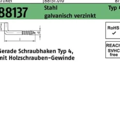 Schraubhaken R 88137 Typ 4 gerade 80x 5,5x 18 Stahl galv.verz. 100St.
