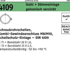 Schraubrohrschelle DIN 4109 20-23 M8/M10 Stahl+Dämmeinlage galv.verz. 100St.