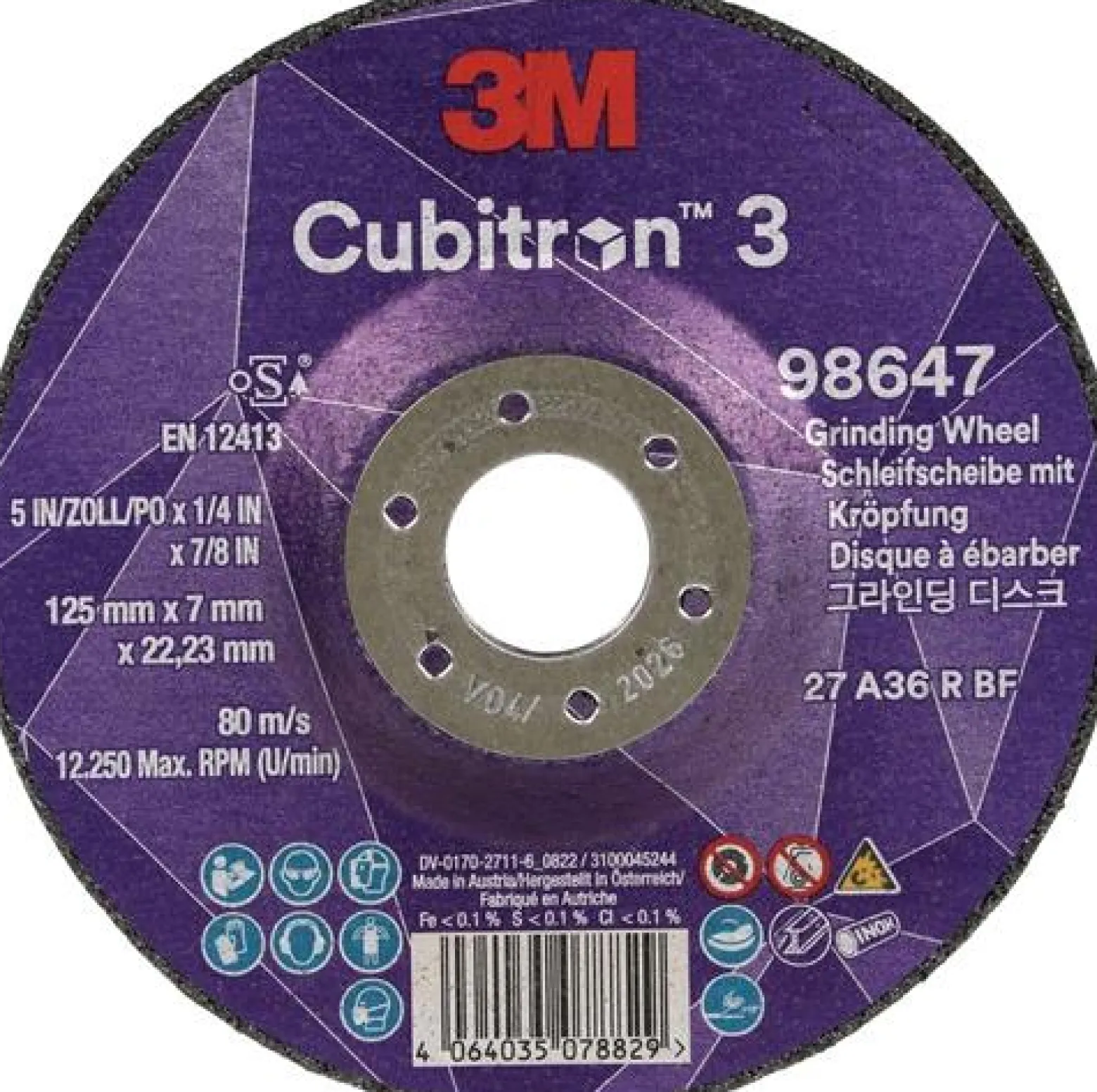Schruppscheibe Cubitron™ 3 D125xS7mmKörnung 36+ gekr.3M™ Cubitron™ 3