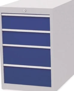 Schubladenschrank H819xB555xT736mm lichtgrau/blau 4 Schubl.