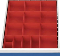 Schubladenunterteilungsmaterial Front-H.75-100mm 15 Kleinteilekästen