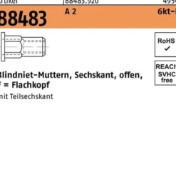 Sechskantblindnietmutter R 88483 FLAKO M4 /0,5 -2,0 A 2 500 Stück