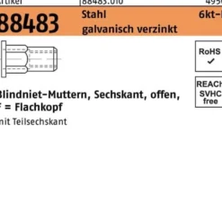 Sechskantblindnietmutter R 88483 FLAKO M6 /0,5 -3,5 Stahl galv.verz. 250St.